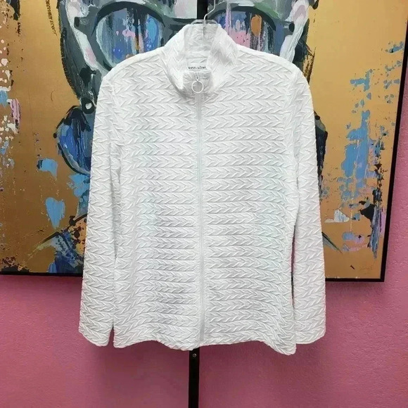 Draper's & Damon's Ribbed White Zip Up Jacket - Picture 1 of 5